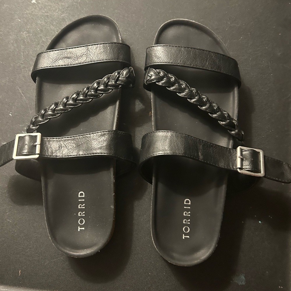 Torrid Black Braided Strap Sandals